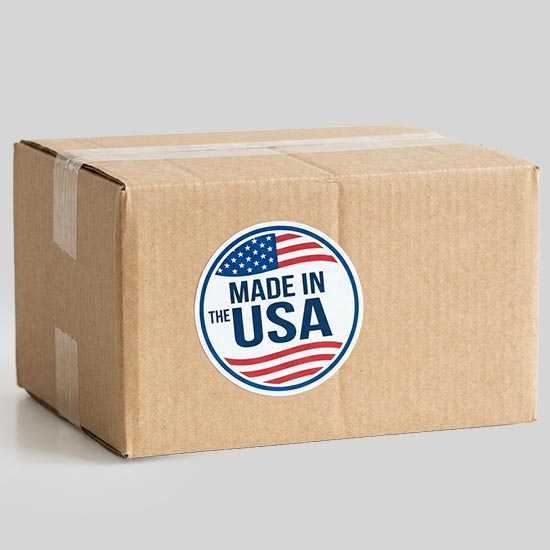 Box with Made in the USA sticker