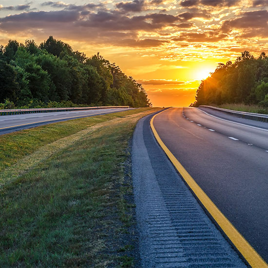 Kentucky highway at sunset